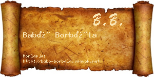 Babó Borbála névjegykártya